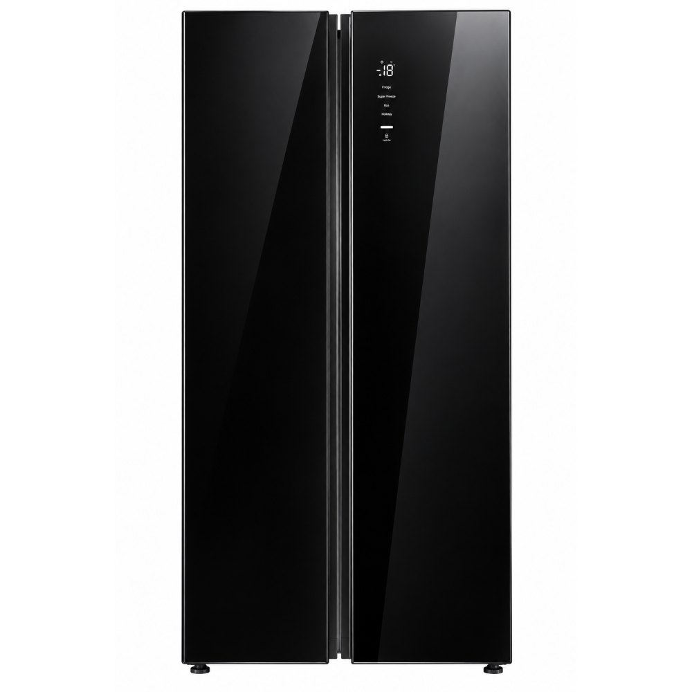 Midea Réfrigérateur Américain 555L Side-by-Side Inverter Quatro No Frost Noir Miroir – Garantie 12 mois