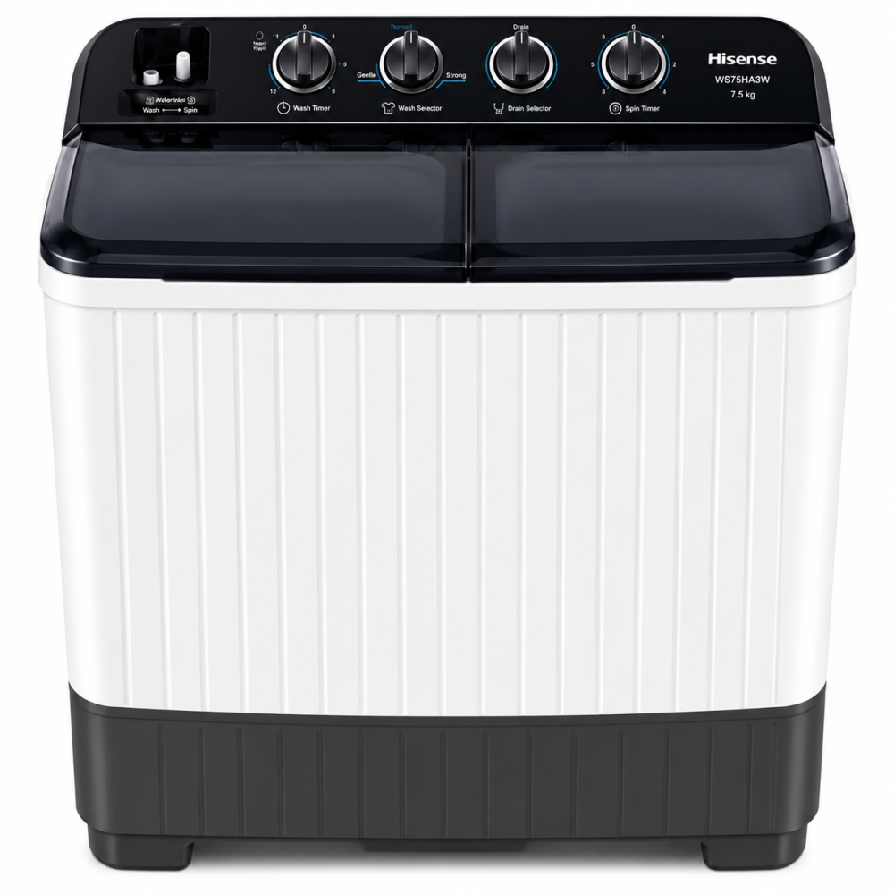 Machine à Laver Hisense  7.5 kg -  Semi-Automatique  - Twin Tub - Double Cuve - Garantie 06 mois