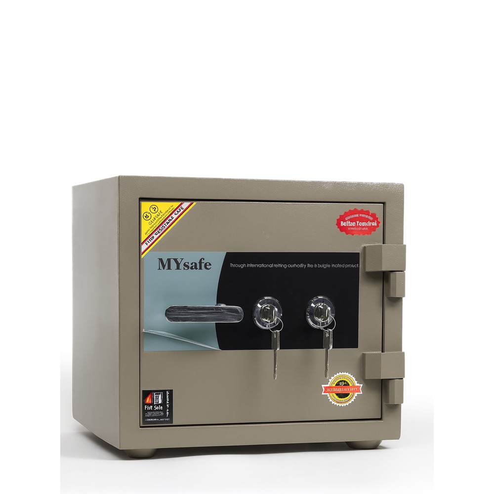 MYsafe Coffre-fort ignifuge en acier renforcé double clé – Haute sécurité
