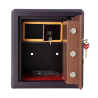 Coffre-fort de sécurité double clé et combinaison mécanique – Acier renforcé - Marron