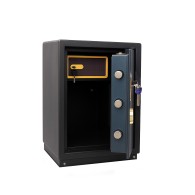 Coffre-fort electronique en acier renforcé avec code numérique et clé de secours – Haute sécurité - Gris/ Noir