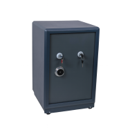 Coffre-fort de sécurité double clé et combinaison mécanique – Acier renforcé - Gris