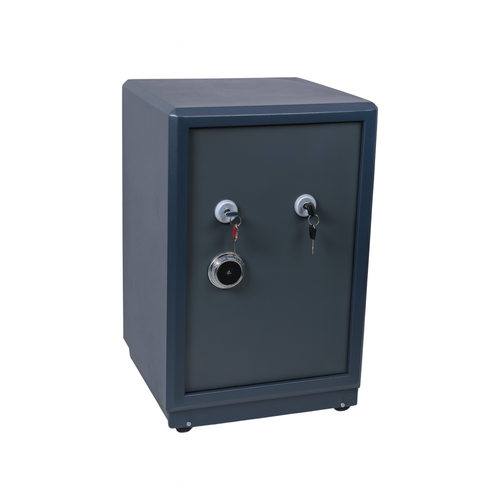 Coffre-fort de sécurité double clé et combinaison mécanique – Acier renforcé - Gris Coffre-fort de sécurité double clé et combinaison mécanique – Acier renforcé - Gris