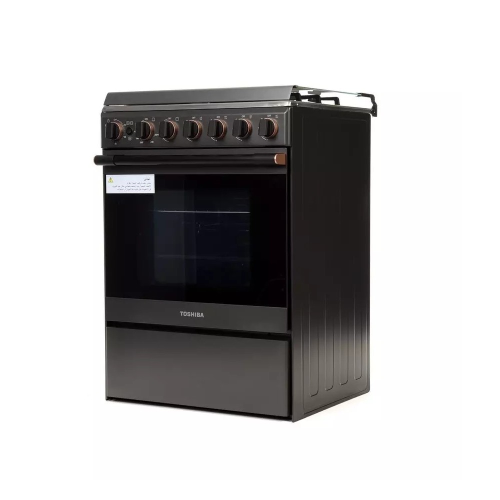 TOSHIBA GAZINIERE 4 FEUX 60/60cm GRIS-NOIR ALLUMAGE AUTO - Garantie 12 mois