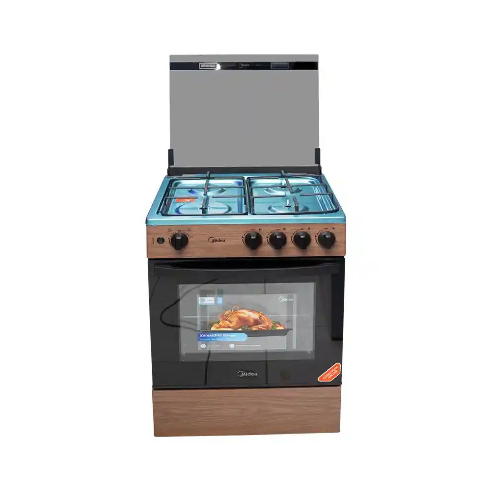 Gazinière Midea – 4 Feux – Xpress Grill – 60×60 cm – Finition Bois - Garantie 06 mois